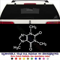 GottaLoveStickerz Caffeine Molecule Science Coffee Permanent Vinyl Decal Sticker for Laptop Tablet Helmet Windows Wall Decor Car Truck Motorcycle - Size (10 Inch / 25 cm Wide) - Color (Gloss Black)