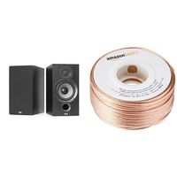 ELAC Debut 2.0 B6.2 Bookshelf Speakers, Black (Pair) & AmazonBasics SW100ft  16-Gauge Speaker Wire - 100 Feet