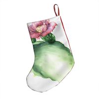 Christmas Decorations Stockings 18" Opuntia Cactus with Flower Isolated Great Big Xmas Socks for Home Decor