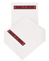 Packing List Envelopes 4.5 x 5.5 Packing List Enclosed 4 1/2 x 5 1/2. Pack of 100 adhesive pouches for invoice packing slip. 2 mil clear plastic bags. Red panel. Back side document loading, packaging.