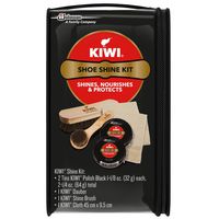 Kiwi Shoe Shine Kit, Black (2 Tins, 1 Brush, 1 Dauber and 1 Cloth)