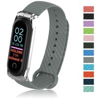 PULILANG Sports Band Replacement Bands Compatible for Xiaomi 3/4 Waterproof Smartwatch Wristband Carbon Fiber TPU Strap (Grey)