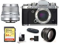 FUJIFILM X-T3 Mirrorless Digital Camera Body + XF 23mm f/2 R WR Lens (Silver) Bundle, Includes: SanDisk 64GB Extreme SDXC Memory Card, Card Reader, Memory Card Wallet + More