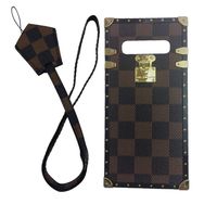 jiehao Samsung Galaxy S10+ Plus Case, Vintage Elegant Luxury Designer Lattice PU Leather Back with Lanyard Soft Bumper Shock Absorption Trunk Case for Galaxy S10+ Plus 6.4" 2019, Brown