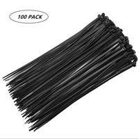 100pcs Nylon Electrical Cable Ties 8 Inch Width 0.19 Inch Pack Assorted Multi-Purpose Self-Locking Zip Ties In Black