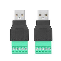 2Pcs USB Male Plug to 5 Pin Screw Terminal Adapter Connector USB-to-USB Adapters