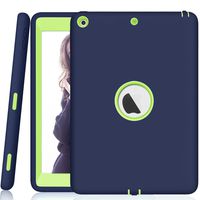 SYNTAK iPad 9.7 2018/2017 Case,iPad 6th Generation Cases,Slim Heavy Duty Shockproof Rugged Cover Three Layer Hard PC+Silicone Hybrid Impact Resistant Defender Full Body Protective Case (Navy Blue)