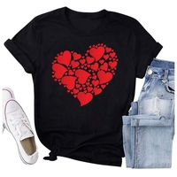 Winsummer Womens Valentine's Day Funny Buffalo Plaid Leopard Love Heart Printed Shirts Short Sleeve Graphic Tees