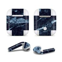 Masino Bluetooth Headset Protective Sticker Protector Decal Skin Cover for Apple AirPods 2 & 1 with Charging Case, NOT Compatible with AirPods 2 Wireless Charging Case (Decal- Marble Deep Blue)