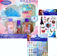 Disney Frozen Holiday Gift Set Bath and Beauty Gift Set with Tattoos and Sticker Earrings Set