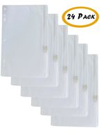 Vinyl Ring Binder Pockets - 9 ½ x 6 Inches - Fits All Standard Ring Binders - Zip Closure to Secure Your Belongings - 24-Pack