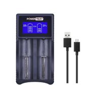 PowerTrust Smart Charger,LCD Universal Intelligent USB Dual Battery Charger for Rechargeable Li-ion Batteries 18650 26650 22650 18500 18350 17670 17500 16340 RCR123 14500 10440, Ni-MH Ni-Cd A AA AAA C