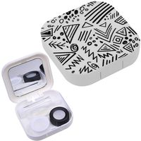 Portable Contact Lens Case Box Travel Kit Mirror + Bottle + Tweezers Container Holder [ Marker Colorful Lines ]