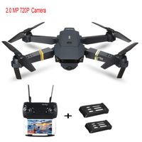 Sunshinehomely SHL E58 2MP w/ 720P Camera WiFi FPV Foldable Selfie Drone RC Quadcopter RTF + 3 Batteries (A)