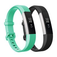 Fundro Replacement Bands Compatible with Fitbit Alta Bands and Alta HR Band, Newest Sport Strap Wristband with Secure Buckle for Women Men Boys Girls, 2- Pack (Small, A Black+Teal)