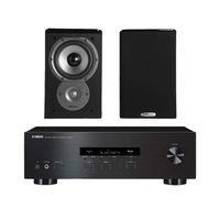 Yamaha R-S202 Stereo Receiver Bundle with Polk TSi100 2-Way Bookshelf Speakers with 5-1/4" Driver - (Pair) Black