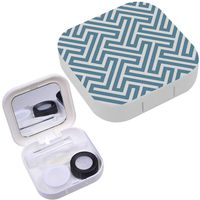 Portable Contact Lens Case Box Travel Kit Mirror + Bottle + Tweezers Container Holder [ Geometric by Stripes ]