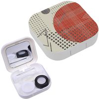 Portable Contact Lens Case Box Travel Kit Mirror + Bottle + Tweezers Container Holder [ Geometric Elements ]