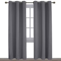 NICETOWN 3 Pass Microfiber Noise Reducing Thermal Insulated Solid Ring Top Blackout Window Curtains/Drapes (2 Panels, 42 x 84 Inch, Gray)