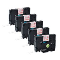 Compatible for Brother Tze132 0.47 Inch 26.2feet (12mm/8m) P Touch Laminated red on Clear Standard Replace Waterproof Label Tape Maker PT-H110/PT-D200/PT-D210/PT-D400/PT-D600/PT-1280/PT-1290(5PACK)