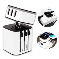 Travel Adapter SOONPAM Worldwide All in One International Power Adapter Universal Plug Wall Charger with 3 USB Charging Ports US to Europe Plug Adaptor for USA UK EU AUS (White)