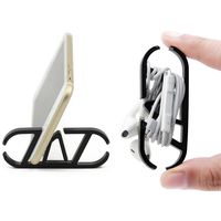 Admirable Idea Multi-Purpose Headsets Headphones Earphones Cord Organizer Case/Cables Wrap Winder Earbuds Storage Holder/Phone Holder Mount Stand, Pack of 2(Black)