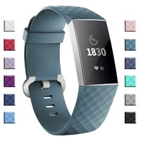 adepoy Compatible with Fitbit Charge 3 Bands for Women Men Large Small, Adjustable Replacement Wristbands for Fitbit Charge 3 and Fitbit Charge 3 SE, Slate, Large