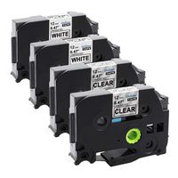 Replace P Touch Label Tape, Unistar Label Maker Tape Black on White/Clear Laminated TZ TZe 231 TZe 131 12mm 0.47" Replacement for Brother Cartridge Refill Label Maker PT-D200 PT-D210 PTD450, 4 Pack