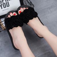 Hemlock Women Slipper Summer Sandals Flower Beach Flip Flops Shoes Slipper Home Flip Flops (US:8.5, Black)