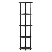 Furinno Turn-N-Tube Corner Display Rack Multipurpose Shelving Unit, 5-Tier, Espresso/Black Classic