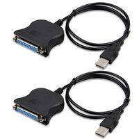Adasea 2 Pack USB to DB25 IEEE-1284 Parallel Printer Adapter Cable for Laptop Desktop PC