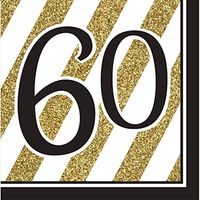 Pack of 192 Gold and White Striped with Black"60" and Border 2-Ply Party Lunch Napkins