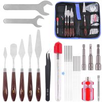 Glarks 23Pcs 3D Printer Nozzle Change Removal Cleaning Tool Set, 6 in 1 3D Printer Nozzle Change Tool + 10Pcs 0.35mm 0.4mm Cleaning Needles + 5Pcs Spatula Palette Knife for 3D Print Removal + Tweezer