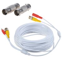 ABLEGRID 50 Feet Pre-Made All-in-One BNC Video and Power Cable Wire Cord with Connector for CCTV Security Camera (White)
