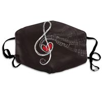 Unisex Unique Mouth Mask - Love Music Notes Drawing Polyester Anti-dust Masks - Fashion Washed Reusable Face Mask for Outdoor Cycling