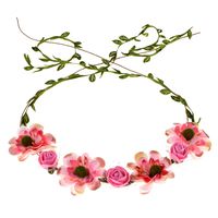 DDazzling Flower Girl Halo Floral Wreath Headband Floral Garland Headbands Photo Props (#Pink)
