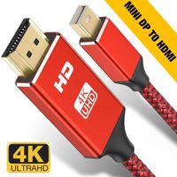 Capshi Mini DisplayPort to HDMI Cable - 6Ft Thunderbolt to HDMI Cord Mini DP to HDMI Chord 4K MiniDP to HDMI Wires Nylon Braided 1080P Compatible Mac Air/Pro, iMac Surface Pro/Dock, Monitor, Projector