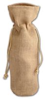 TBF Single Bottle Jute/Burlap Wine Bags with Drawstrings Closure - Set of 5, Natural (B163-NAT-5)