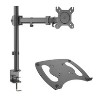 Gibbon Mounts Single Monitor Desk Mount Fit Full Motion VESA 75X75 or 100X100 Monitors with Free Removable Strong Steel Tray for Laptop 13" to 17"