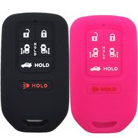 Ezzy Auto Black and Hot Pink Silicone Key Fob Case Key Covers Key Jacket Skin Protector fit for 2014-2016 Honda Odyssey EXL