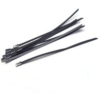 Antrader 10-Pack 5.9" Cable Ties, Stainless Steel Zip Ties Exhaust Wrap Self Locking Cable Ties,PVC Spray Coating,Black