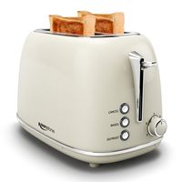 Toasters 2 Slice Retro Stainless Steel Toasters with Bagel, Cancel, Defrost Function and 6 Bread Shade Settings Bagel Toaster, Beige