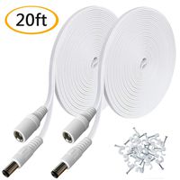 2.1mm x 5.5mm Extension Cord 20FT 2 Pack,DC 12v Power Supply Adapter CCTV Security Camera Surveillance Indoor Wireless IP Camera Dvr Standalone LED Strip, Car, 12 Volt Male to Female Plug Cable