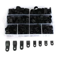 215 Pcs Cable Clamps Black R-Type Nylon Cable Clamp Clips Fasteners for Wire Management Cable Conduit 8 Sizes