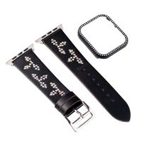 Watch Band,Meet&sunshine Watch Band for Apple Watch 4 Series Leather Replacement Bracelet + Frame 40mm (A)