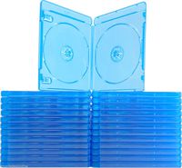 Square Deal Recordings & Supplies (25) Empty Standard Double Blue Replacement Boxes / Cases for Blu-Ray Disc Movies BR2R12BL