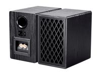 Monoprice Retro Bookshelf Speakers 4-inch 2-Way, Black (Pair)