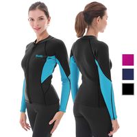 Women's Wetsuit Top, 2mm Neoprene Wetsuit Jacket Long Sleeve Front Zip Wetsuit Shirt for Diving Snorkeling Surfing Kayaking Canoeing (Black, XL)