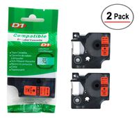 2/Pack LM Tapes - Premium LM-45017 1/2" Black on Red Compatible Label Maker Tape, Replaces Dymo 45017 D1 Label Tape 12mm