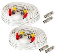 GW Security 2 Pack 100 Feet Video Power Pre-Made All-in-One BNC Cable CCTV Camera Wire Cord with Extension BNC Female Connectors for HD 1080p / 720p / 960H Camera and DVR